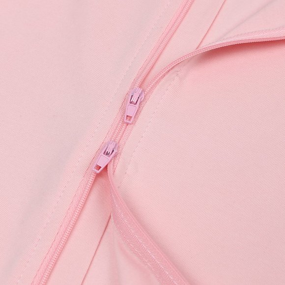 NWT*BABY ROMPER Long Sleeve Pink Cotton Mitted Footed Double Zip Bodysuit Girl - Picture 8 of 16